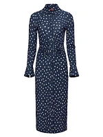 Claudia Polka-Dot Ruched Shirtdress