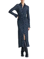 Claudia Polka-Dot Ruched Shirtdress