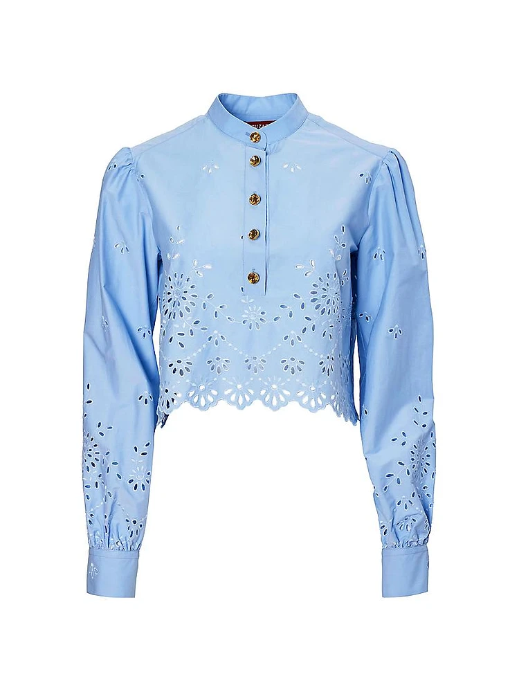 Margot Cotton Eyelet Crop Blouse