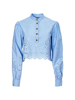 Margot Cotton Eyelet Crop Blouse