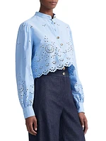 Margot Cotton Eyelet Crop Blouse