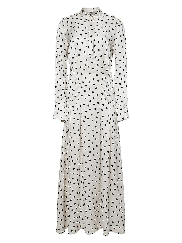 Felicia Polka-Dot Silk Maxi Dress