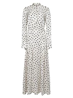 Felicia Polka-Dot Silk Maxi Dress