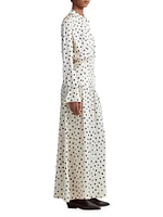 Felicia Polka-Dot Silk Maxi Dress