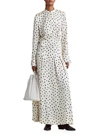 Felicia Polka-Dot Silk Maxi Dress