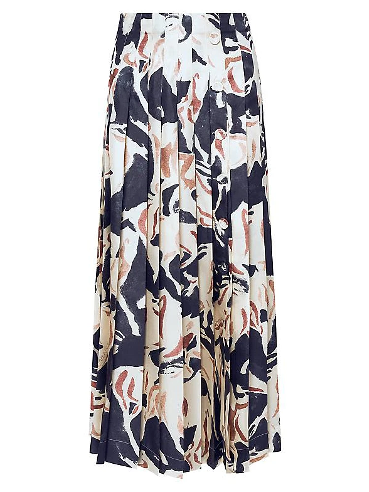 Tullius Geometric Pleated Maxi Skirt