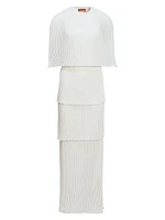 Aerial Rib-Knit Tiered Maxi Dress