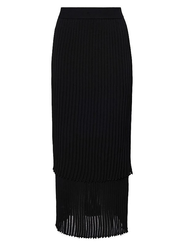 Ariana Pleated Knit Maxi Skirt