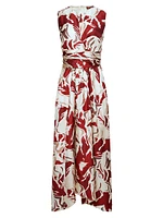 Penny Geometric Silk Sleeveless Maxi Dress