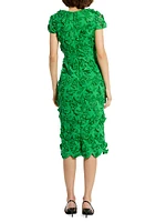 Eyelet Floral Lace Sheath Midi-Dress