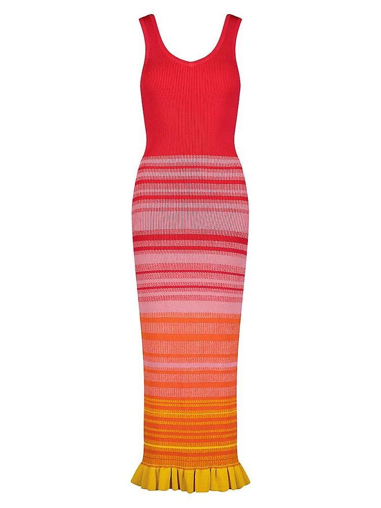 Stripe Body-Con Midi-Dress