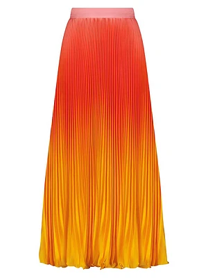 Ombré Pleated Satin Maxi Skirt