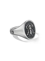 Petrvs Bee Signet Ring Sterling Silver, 19MM