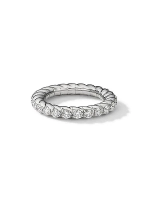 Pavé Stretch Band Ring in 18K White Gold