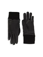 Rib-Cuff Leather Gloves