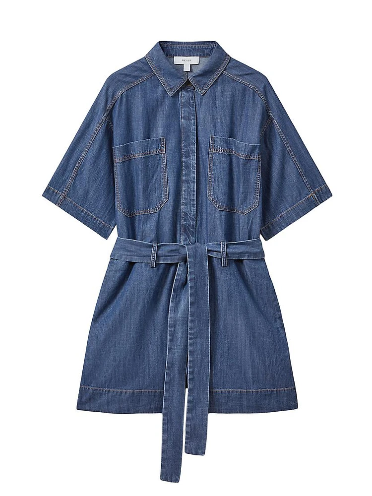 Seren Denim Belted Romper