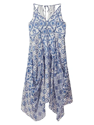 Tiller Printed Asymmetric Midi-Dress