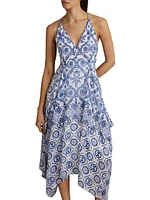 Tiller Printed Asymmetric Midi-Dress