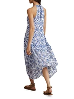 Tiller Printed Asymmetric Midi-Dress