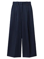 Leila Linen Pleated Wide-Leg Pants