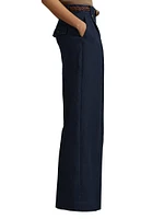 Leila Linen Pleated Wide-Leg Pants