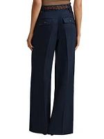 Leila Linen Pleated Wide-Leg Pants