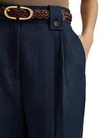 Leila Linen Pleated Wide-Leg Pants