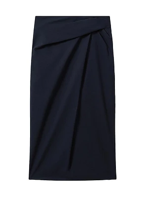 Nadia Cotton-Blend Draped Midi-Skirt