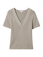 Rosie Cotton-Linen Rib-Knit T-Shirt