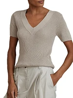 Rosie Cotton-Linen Rib-Knit T-Shirt