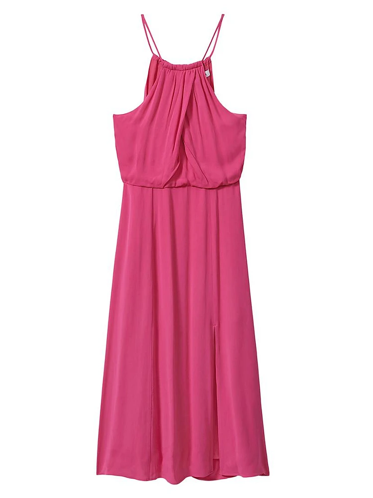 Elliana Draped Halter Midi-Dress