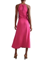 Elliana Draped Halter Midi-Dress