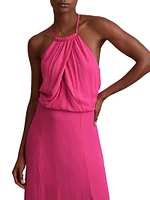 Elliana Draped Halter Midi-Dress