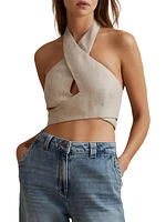 Abigail Linen Halter Crop Top