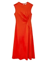 Stacey Gathered-Side Midi-Dress