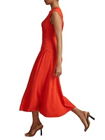 Stacey Gathered-Side Midi-Dress