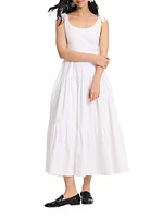 Newport Cotton Poplin Tiered Midi-Dress