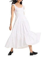 Newport Cotton Poplin Tiered Midi-Dress