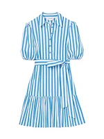 Lake Striped Poplin Puff-Sleeve Minidress