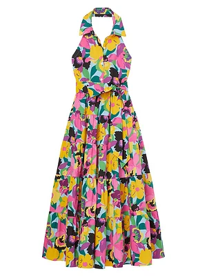 Orchid Bloom Halter Tiered Maxi Dress