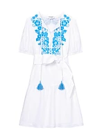 Floral Linen Embroidered Minidress