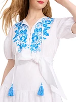 Floral Linen Embroidered Minidress