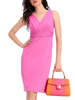 Ponté Surplice Midi-Dress