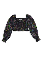 Girl's Chloe Floral Smocked Crop Top