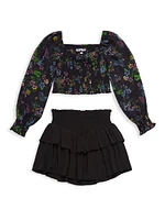 Girl's Chloe Floral Smocked Crop Top