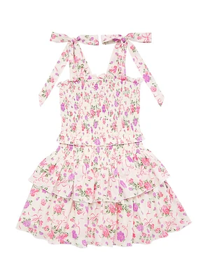 Girl's Floral Smocked Dress