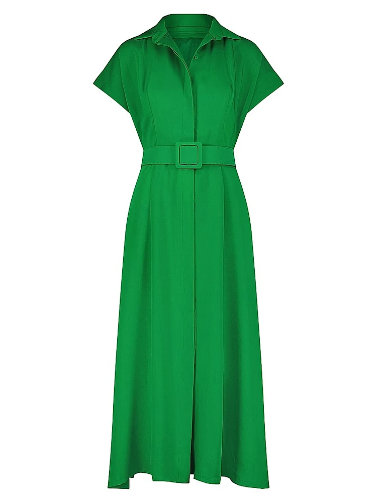 Crepe Belted Midi-Dress