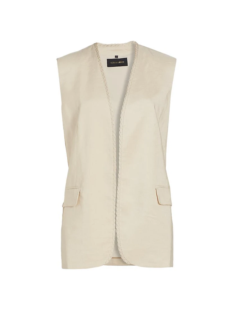 Clairo Linen-Blend Embroidered Vest