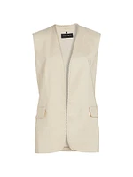 Clairo Linen-Blend Embroidered Vest