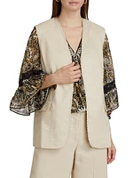 Clairo Linen-Blend Embroidered Vest